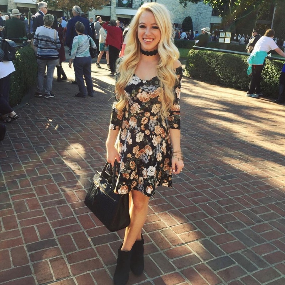 Off the shoulder A-line floral dress